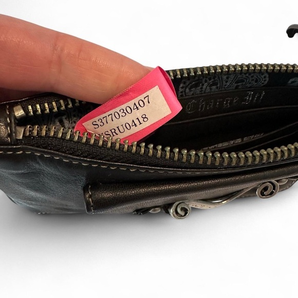 Juicy Couture Vintage Black Leather Wristlet Y2K - Picture 7 of 8